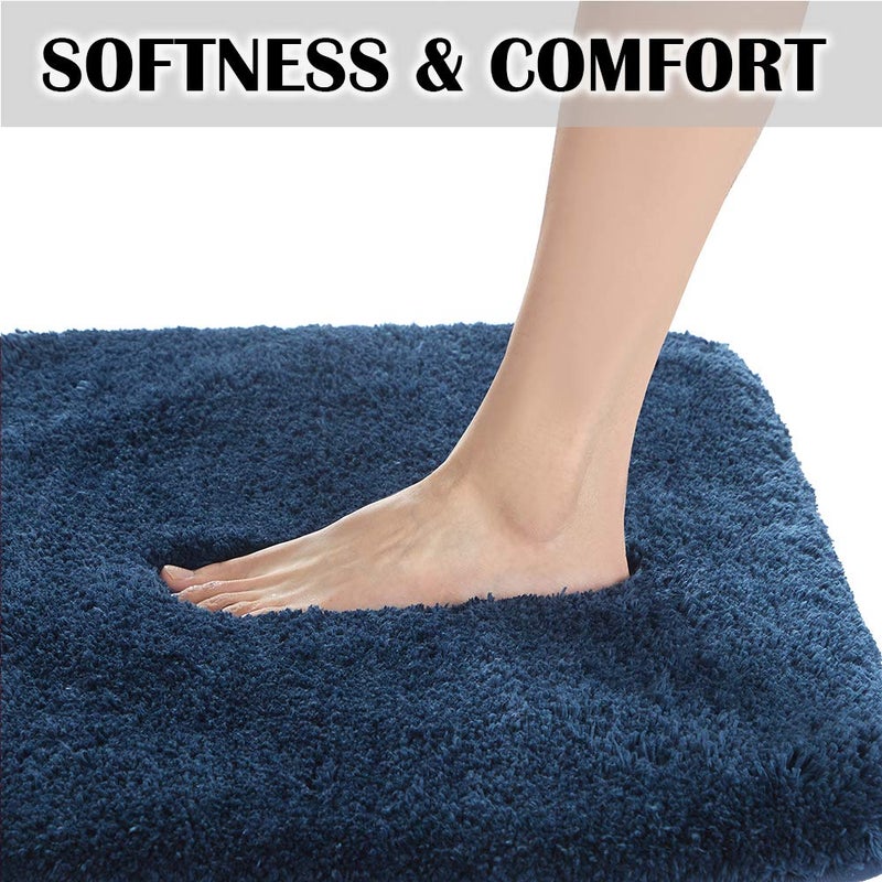 Suchtale Non Slip Bath Mat for Bathroom - 20 x 32 Navy, Soft Microfiber Shaggy Bath Rug, Machine Washable Plush Shower Mat - Image 4